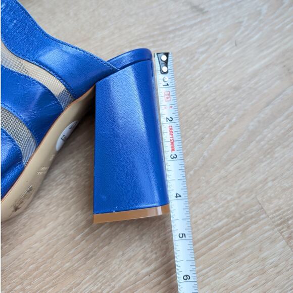 NWOT Giampaolo Viozzi Blue Mesh Cutout Open Toe Mule Leather Shoes, size EU 38 - Picture 8 of 8